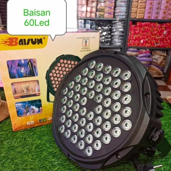 Baisun 60LED Slim Flat LED Par Stage Lights 60 X 3W LED 8 Colors in 1 Stage Lighting DMX-512 Laser Stage Light for Disco Party Dj Club,(Pack of 1)